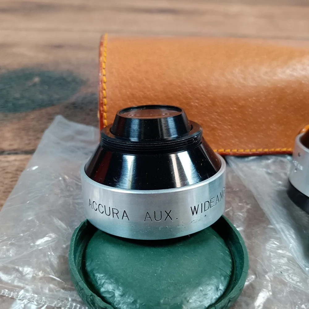 Accura Aux Lens Set Wide Angle Telephoto V-W Silver Black Excellent With Case